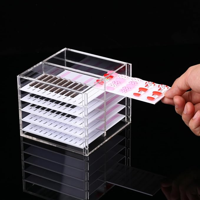 10 Layers Acrylic Lash&Nail Extensions Storage Organizer,Cosmetic Makeup Container Box,Clear Case Cabinet Display