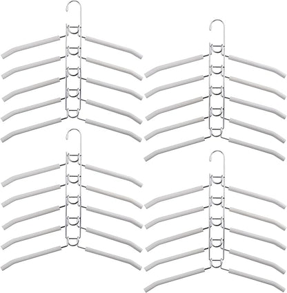 Clothes Hanger Space Saver: 4 Pack 5 in 1 Multiple Hangers for Clothes Non-Slip Foam Padded Heavy Duty Hanger Closet Organizer Storage | Set of 4 Multi Shirt Hanger
