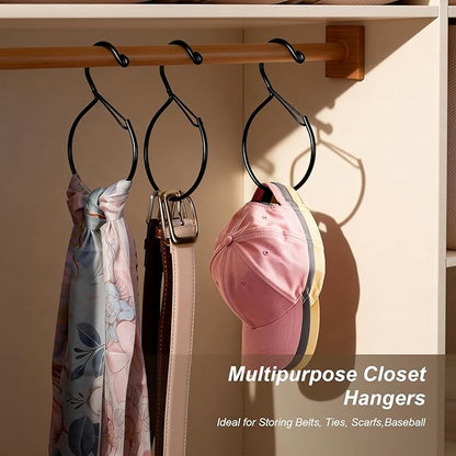 Belt Hanger for Closet, Great Space Saving Belt Hanger, Durable and Sturdy Steel Material, Smooth & Burr-Free Surface, Easy to Use, Multipurpose Closet Hangers for Storing Ties, Scarfs, Hats, 4 Pack