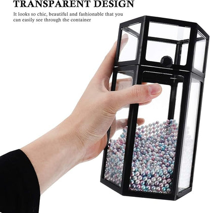 Luxshiny Acrylic Organizers Pencil Holder Makeup Brush Holder Vintage Brush Holder Makeup Brush Storage Box With Lid And Colorful Pearls Makeup Brush Holder Aesthetic