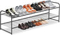 KEETDY 2-Tier Long Shoe Rack for Closet Metal Shoe Organizer for Entryway, Wide Stackable Shoe Storage Shelf with Sturdy Wire Grid for Closet Floor, Bedroom, Black