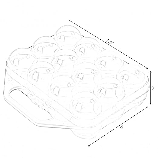 Clear Plastic Egg Carton, 12 Egg Holder Carrying Case with Handle, Set of 6