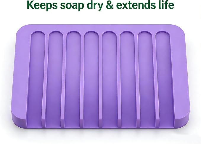 2pcs Self Draining Soap Holder Rack, Advanced Silicone Soap Dish Tray, Waterfall Drain, Suitable for Bathrooms, Kitchens, and Bathtubs, Extending Soap Life, Keeping Bars Dry and Easy to Clean (2)
