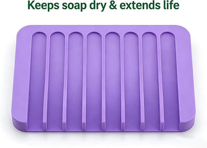 2pcs Self Draining Soap Holder Rack, Advanced Silicone Soap Dish Tray, Waterfall Drain, Suitable for Bathrooms, Kitchens, and Bathtubs, Extending Soap Life, Keeping Bars Dry and Easy to Clean (2)