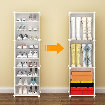 Free Standing Shoe Racks DIY Shoe Organizer Stackable Shoe Cabinet for Closet Entryway Living Room Small Space Shoe Shelves Clear Door Easy Assembly