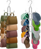 Baseball Hat Organizer for Closet, Collapsible Caps Rack with 10 Rotatable Large Hooks, Hat Hanger for Display,Storage and Closet Organizers,Metal Space Saving Holds Up to 40 Caps (Silver 2 Pcs)