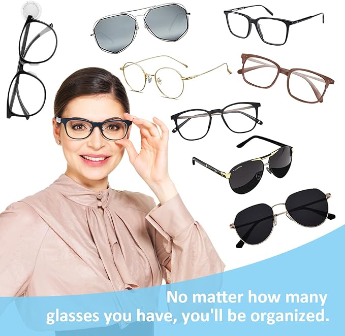 Ymapinc 6pcs Adhesive Eyeglasses Holder,180°Folding design,Sunglasses Holder Wall,Eyeglass Holder for Protective Eyewear,Sunglasses Organizer Wall Desk Car Office Home Workshop