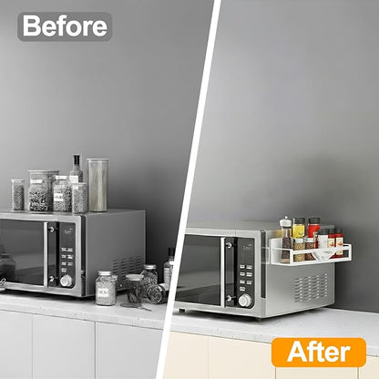 Magnetic Spice Rack for Refrigerator, 4-Pack Metal Seasoning Organizer for Kitchen Storage Organization, Space Saving Magnetic Shelf for Fridge, Pantry, Laundry Room, White