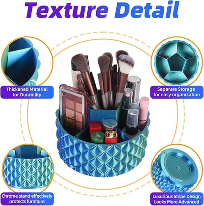 Rotating Makeup Organizer Gradient Color - Large Makeup Storage Holder with 6 Compartments for Vanity, Bathroom, Desk Decor, Multi-Purpose Cosmetic Organizer & Gift-Ready Perfume Organizer for Women