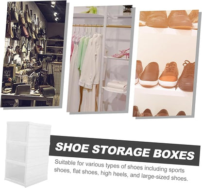 Healifty Sneaker Storage Box Foldable Stackable Shoe Boxes Entryway Shoe Organizer Storage Organizer