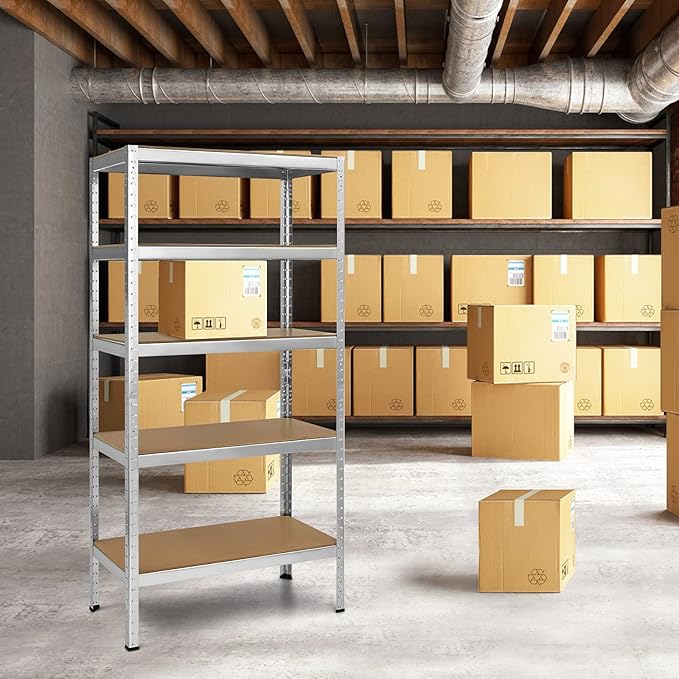 Tangkula 72" Storage Shelves, Heavy Duty Steel Frame 5-Tier Garage Shelf, Metal Multi-Use Storage Shelving Unit for Home/Office/Dormitory/Garage (1, Silver)