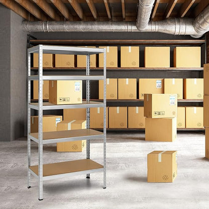 Tangkula 72" Storage Shelves, Heavy Duty Steel Frame 5-Tier Garage Shelf, Metal Multi-Use Storage Shelving Unit for Home/Office/Dormitory/Garage (1, Silver)