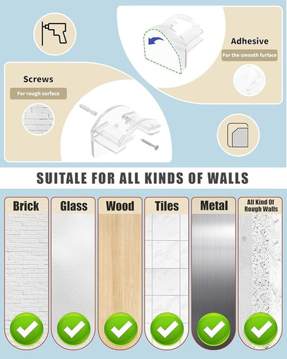 Adhesive Hat Hooks for Wall - 2 Different Ways Hat Racks to Organize & Display Baseball Caps, Hat Wall Hanger, Hat Organizer Rack for Men (Clear, 12 Pack)