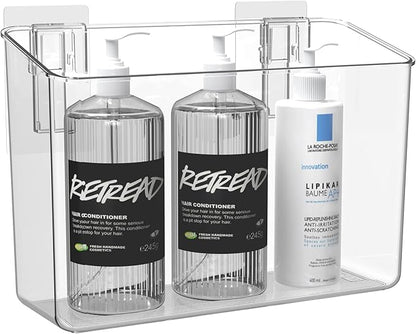 vacane Large Organizing Caddy with 2 Command Strips, Adhesive Wall Mounted Storage Organizer Bins