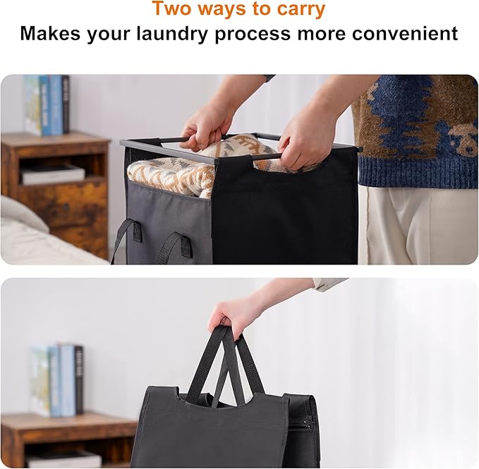 Heybly Laundry Hampers, 4 × 15Gal (228 L) Laundry Basket with Large Desktop Sorter for Laundry Room organization, Bathroom and Dorm Laundry Bags on Storage Shelf, Rustic Brown HLH004SR