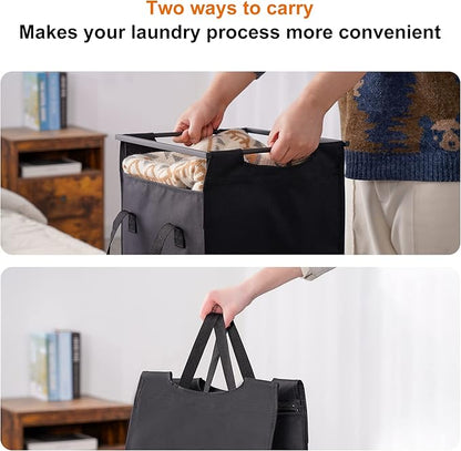 Heybly Laundry Hampers, 4 × 15Gal (228 L) Laundry Basket with Large Desktop Sorter for Laundry Room organization, Bathroom and Dorm Laundry Bags on Storage Shelf, Rustic Brown HLH004SR