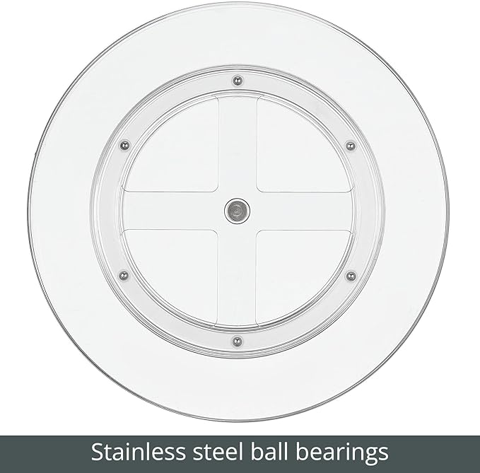 mDesign Lazy Susan Turntable Plastic Spinner for Kitchen/Bathroom, Pantry, Fridge, Cupboards, or Counter Organizing, Fully Rotating Organizer for Food, 11.5" Round - Lumiere Collection - 2 Pack, Clear