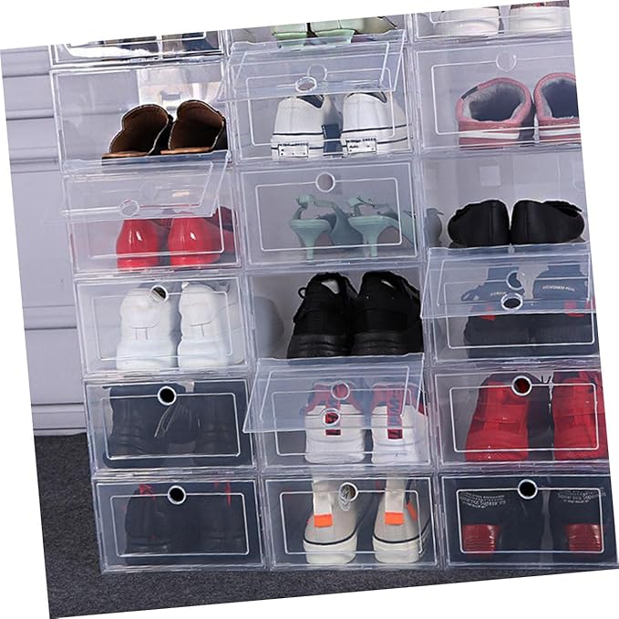 Hemobllo 6Pcs Plastic Shoe Storage Box Clamshell Design Lid Sturdy PP Material Stackable Organizer for Sneakers for Closet and Home Use