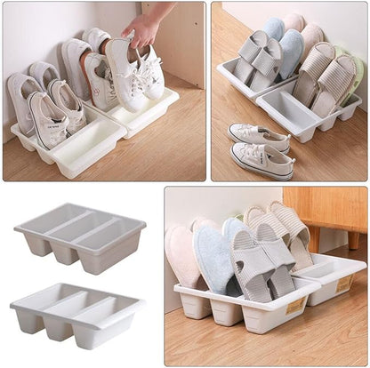 Toyvian 2pcs Storage Shoe Tray, Plastic Shoes Rack, Entryway Organizer, Space-saving