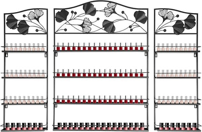 4 Tier Wall-Mounted Nail Polish Storage Racks 3PCS Metal Nail Polish Organizer Shelf for Wall Cosmetic Display Cases Perfume Lipstick Display Stand for Home Spa Nail Salon