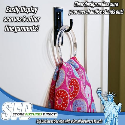 Clear Plastic Retail Scarf Rings - Round Fine Garment Hangers - 2.58" ID - 3.25" OD - 20 Pack