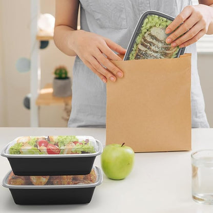 RANLITTLE Meal Prep Containers Reusable 38oz - Food Prep Containers with Lids 50 Pack, Disposable To Go Food Containers, Leakproof, Stackable, Takeout, BPA-Free, Microwave/Freezer Safe