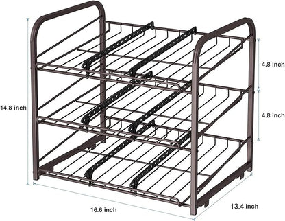 3 Tier Stackable Can Rack Organizer,for food storage,kitchen cabinets or countertops,Storage for 36 cans,Bronze