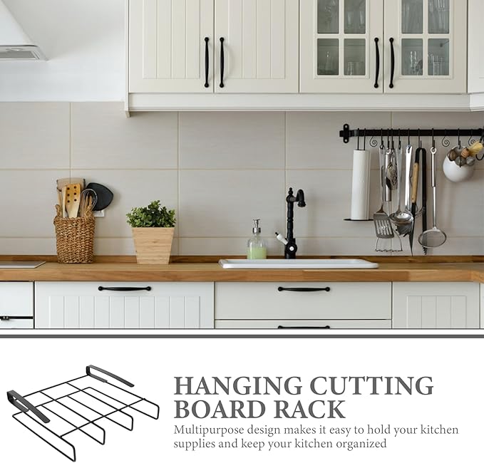 CALLARON Cutting Board Holder 10.2x10.6x3.3inch Cutting Board Storage Rack Hanging Rack Chopping Board Stand Under Cabinet Shelf Organizer Kitchen Storage Holder