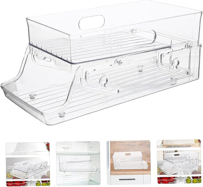 Double Layer Lift Drink Rack Fridge Dispenser for Canned Organizers Beverage Can Storage Holder