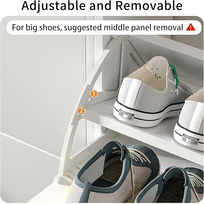 JOZZBY Shoe Cabinet Storage for Entryway, Freestanding Slim Shoe Organizer Cabinet with 2 Flip Drawers, Narrow Shoe Rack with Open Shelves for Hallway, Living Room, White