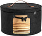 Hat Boxes for Women&Men Storage, Round Felt Hats Storage Box Container for Closet, Cowboy,Round Brim, 16" D x 10" H Foldable Caps Organizer Bag for Travel with Dustproof Lid (Black)