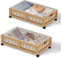 efluky 2-Pack Bamboo Under Bed Storage Containers with Wheels, Under Bed Clothes Storage Basket with Large Dust Bag, Rolling UnderBed Storage for Bedroom, Dorm and Basement, Nature
