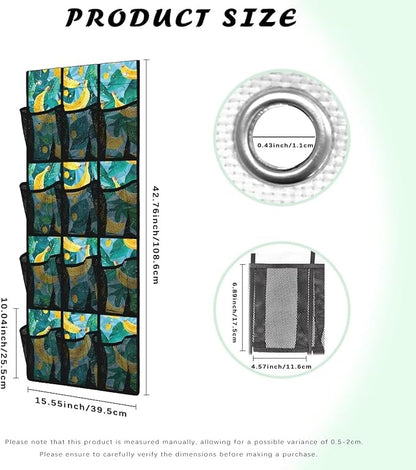 Banana Over The Door Shoe Organizer,12 Large Mesh Pockets Hanging Storage Shoe Rack,Hanger Storage Organizer for Closet,Classroom Headphone Storage,Over Door Organizer for Toys