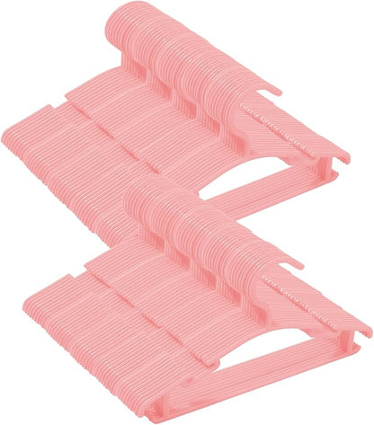 100 Pack Pink Baby Nursery Closet Hangers,Non-Slip Laundry Infant Pant Hanger for Newborn Clothes Gift,Ultra-Thin Child Coat Hanger for Girl Boy Toddler Kids