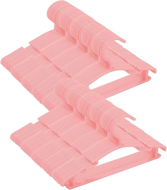 100 Pack Pink Baby Nursery Closet Hangers,Non-Slip Laundry Infant Pant Hanger for Newborn Clothes Gift,Ultra-Thin Child Coat Hanger for Girl Boy Toddler Kids