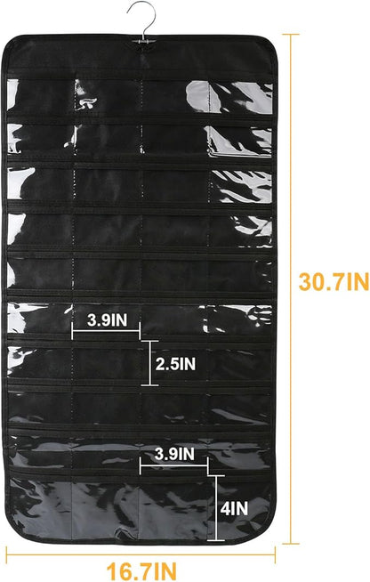 Luney Hanging Jewelry Organizer, 80 Pockets Earring Holder Organizer with Pockets for Woman, for Hanging Earrings, Necklaces, Bracelets, Rings, Storage, Closet(1PCS, No Zipper)