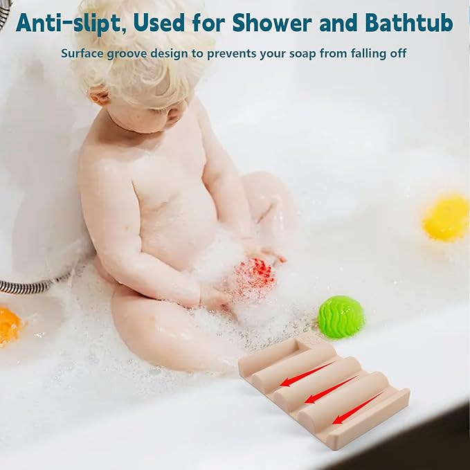 Silicone Soap Dish,Self Draining Soap Holder Perfect for Shower,Bathroom Sink,Kitchen Sink & Travel,Non-Slip Bar Soap Holder Extend Soap Life,Keep Soap Bars Dry & Easy Cleaning Pink-3Pcs