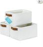 OrganiHaus 12x8in Canvas Storage Baskets 3 Pack | SMALL Fabric Bins for Shelves | Pantry & Bathroom Organizer | Full Off-White