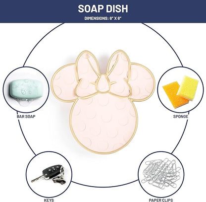 Jay Franco Disney Minnie Mouse Soap Dish - Pink Resin Sponge Holder/Jewelry Dish - Bathroom Décor