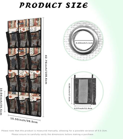 12 Pockets Shoe Organizer Over The Door for BedRoom Mesh Pockets Books Over The Door Hanging Organizer Easy to Install Shoe Holder Hanger