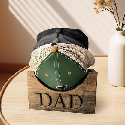 Qianly Wooden Dad Hat Holder Box Hat Display Stand from Wife Baseball Hat Storage Rack Cap Organizer for Boyfriend