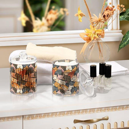 ALAZA 4pcs Cat Animal Kitten Color Qtip Holder Dispenser 14 oz Bathroom Storage Clear Apothecary Jars Containers Cotton Ball,Cotton Rounds,Floss Picks, Hair Clips, Food