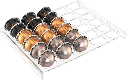SUMERFLOS Coffee Capsule Storage Tray, Drawer Insert Organizer Holds 30 Pods Compatible with Nespresso Vertuoline Capsules Drawer of Kitchen, Home