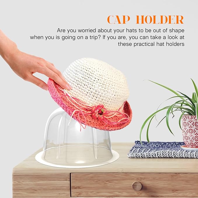 8Pcs Durable Hat Holders Plastic Hat Racks Practical Caps Stand Hat Holder for Travel Clothing Closet Hat Storage Supplies