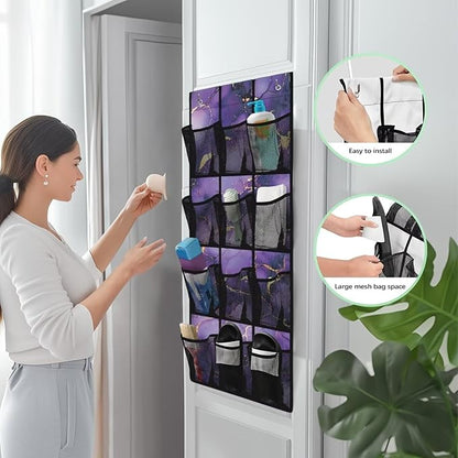 Purple Marble Hanging Storage Bags,Shoe Organizer Door Hanger,Space Saver Hanging Shoe Storage Hanging Bag,Unique Print