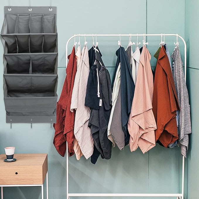 Alipis 1set over Door Shoe Organizer Multi-layer Hanging Storage Pouch for Boys and Girls Room Oxford Cloth Space-saving Design Tidy Household Gray