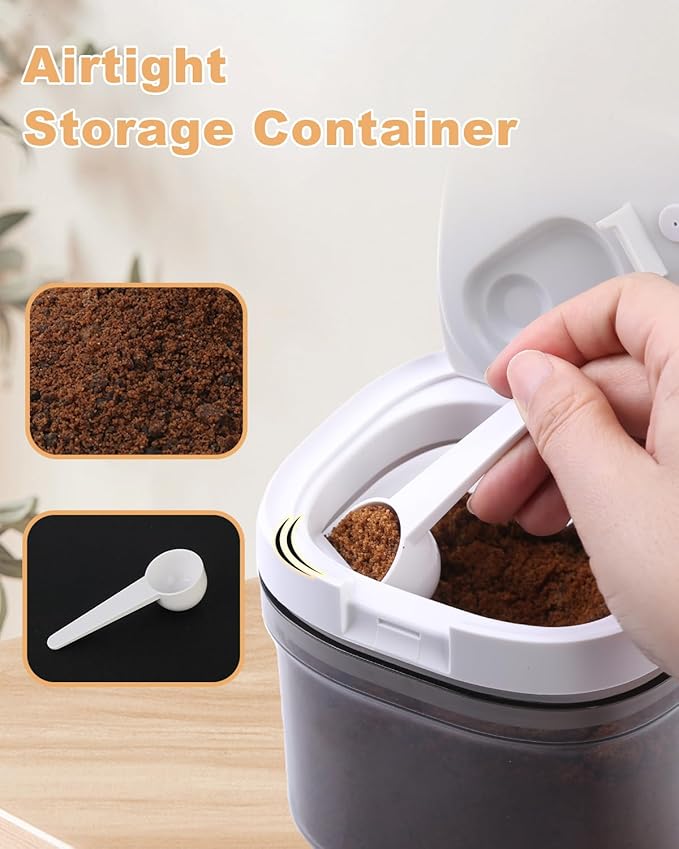 LANGMINGDE Airtight Coffee Storage Container with Magnetic Scoop, 0.7 Qt Coffee Bean and Ground Coffee Canister, Durable, Keeps Coffee Fresh & Dry, Easy to Clean