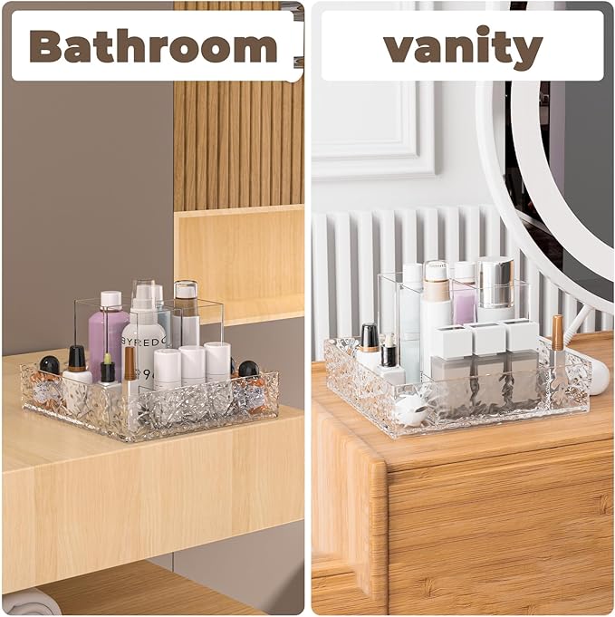 360° Rotating Makeup Organizer, Lazy Susan Countertop & Bathroom Vanity Organizer, Skincare Perfume Lipstick Organizer for Dresser, Cabinet Storage