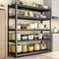 5-Tier Kitchen Shelving, Kitchen Storage Organization Metal Shelves Loads 2000LBS, Pantry Shelving Unit, Racks for Storage, Coffee Machine Storage Shelf Stand, Black