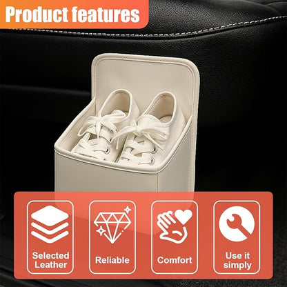 YoRise Car Shoe Storage Organizer, Multifunctional Leather Car Shoe Organizer for Ladies High Heels, Waterproof Shoe Storage Box, Trunk Container for Most Cars (White)